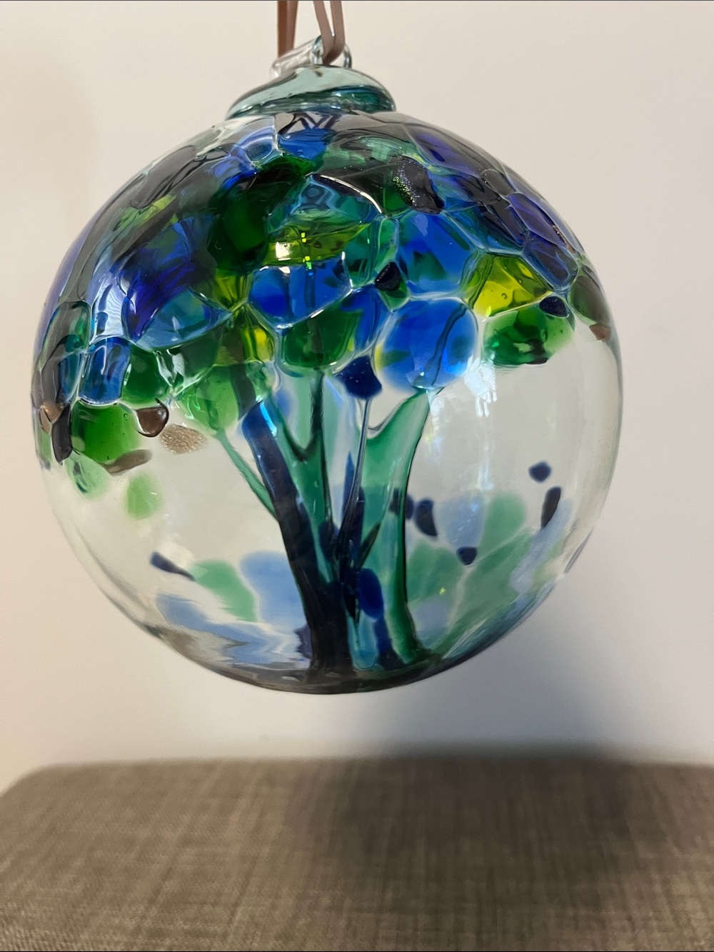 Handblown Blue & Green Glass Tree of Life